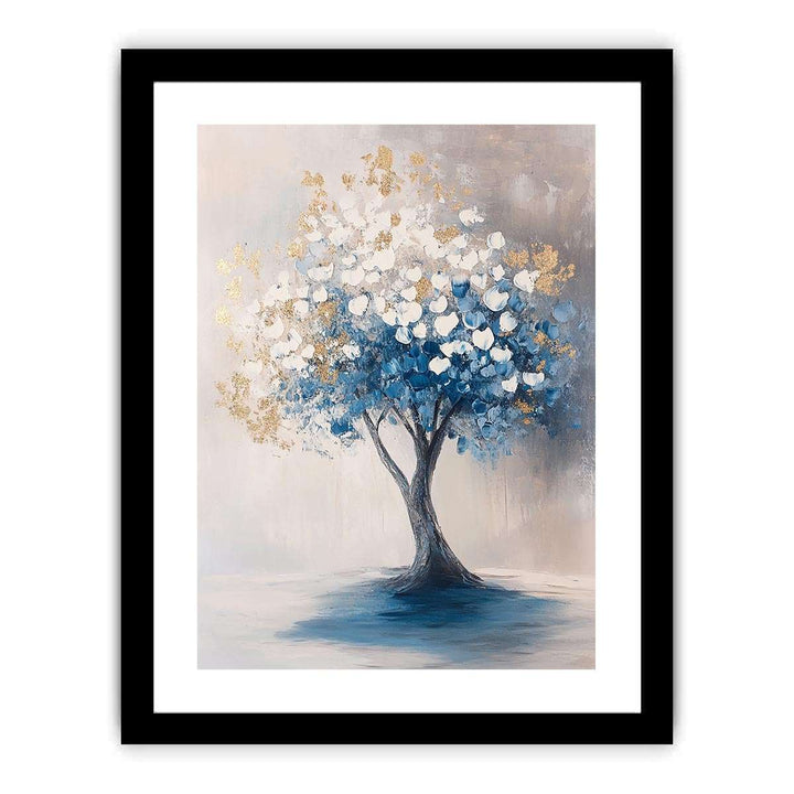 Blue Gold Tree Canvas Painting 