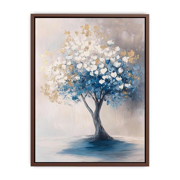 Blue Gold Tree Canvas Painting 