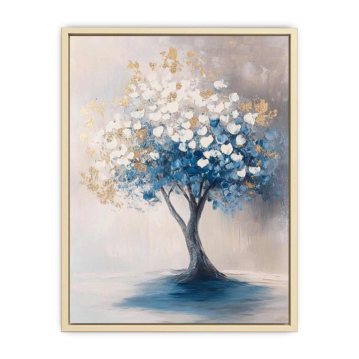 Blue Gold Tree Canvas Painting 