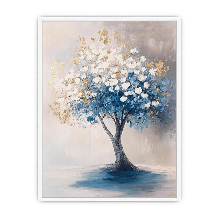 Blue Gold Tree Canvas Painting 