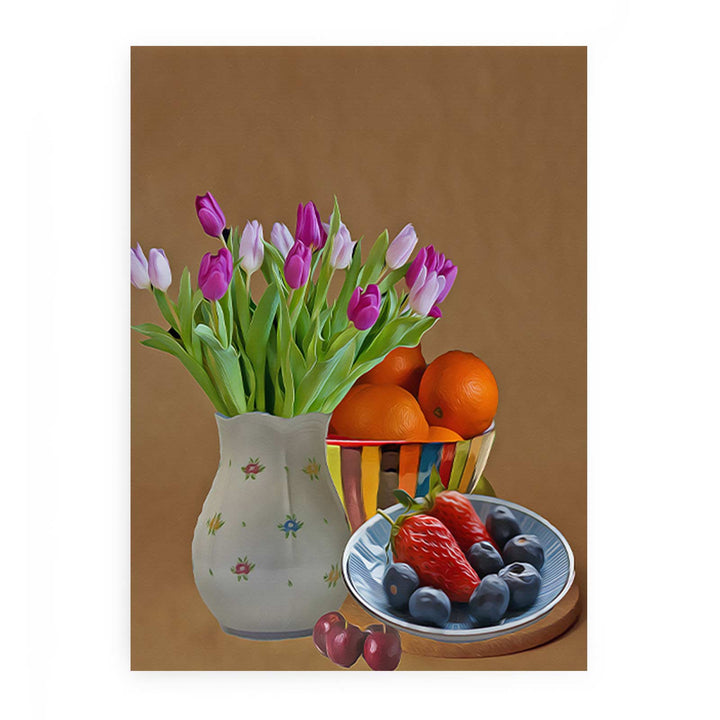 Flower Plate Still Life Painting