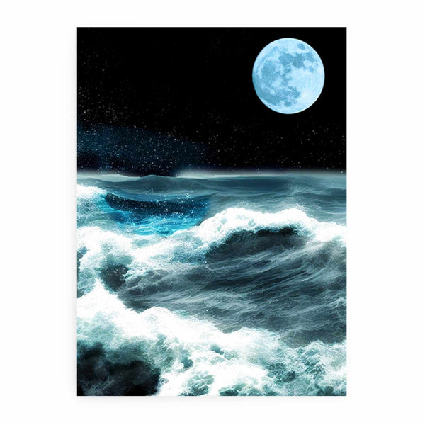 Sea Storm & Moon Painting