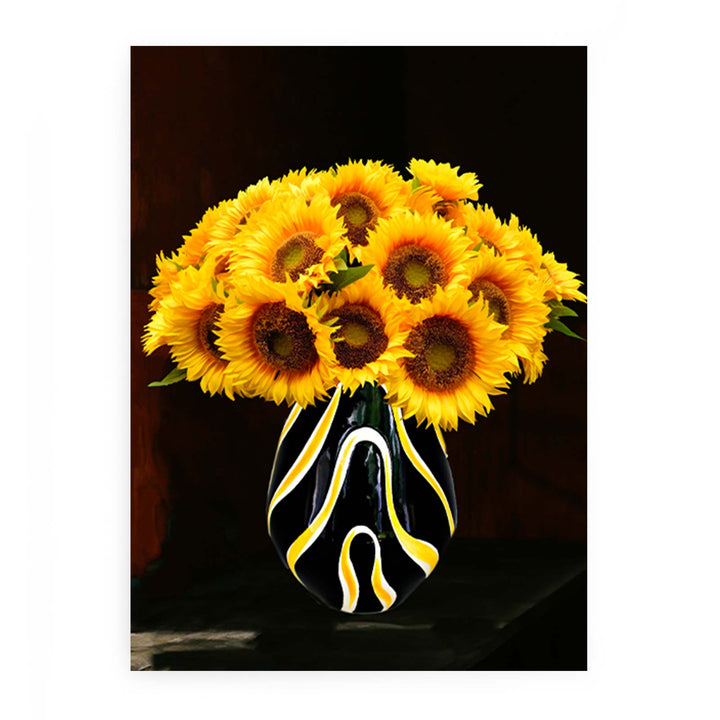 Sunflower Vase Yellow And Black Painting