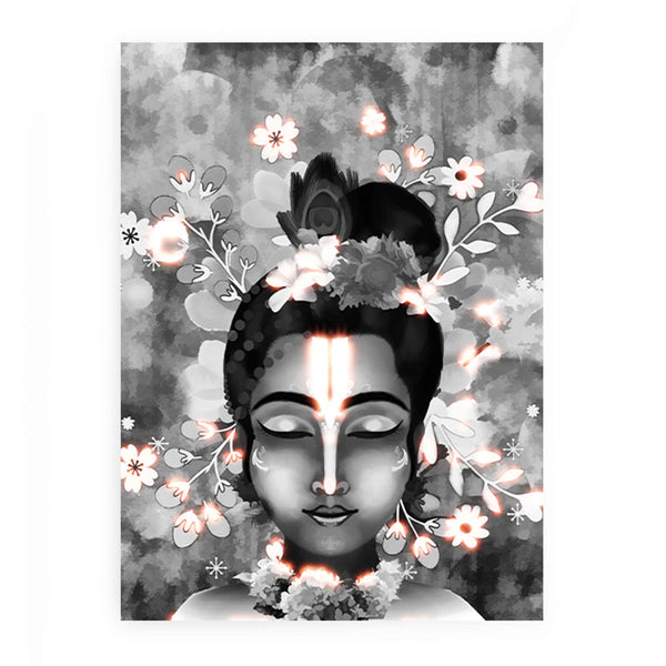 Black And White Krishna Painting