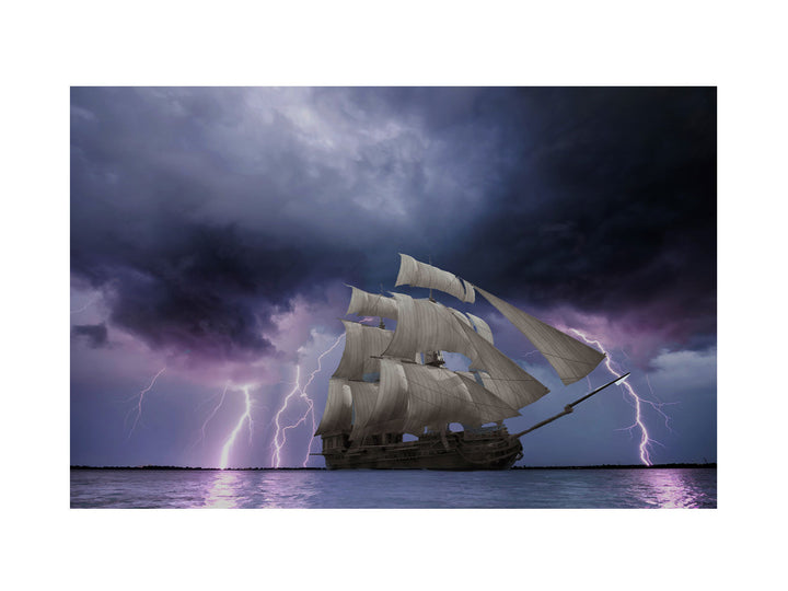 Lightning & Storm  ship Painting