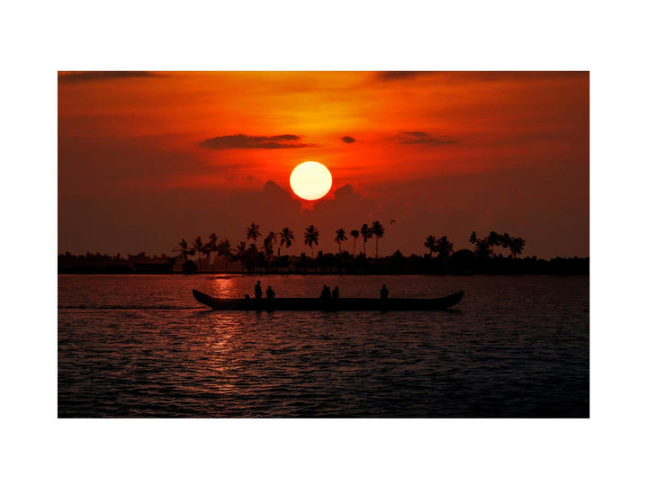 kerala lake Sunset Painting