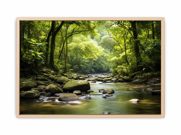 River In Rainforest painting framed Print