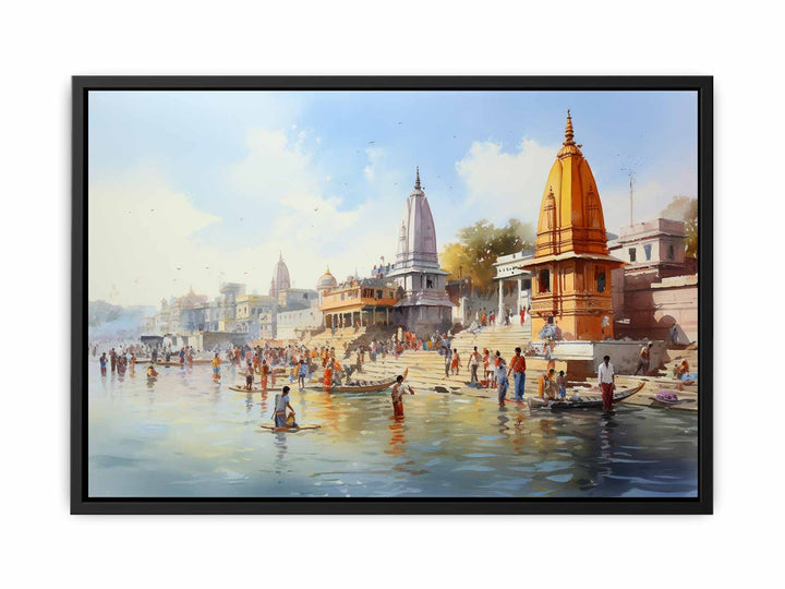 Haridwar Ganga Vintage painting  canvas Print