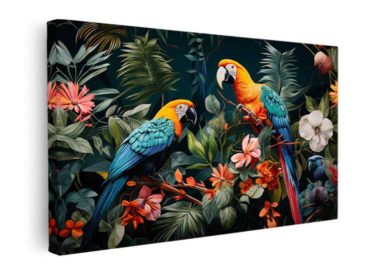  Birds Tropical Art   canvas Print