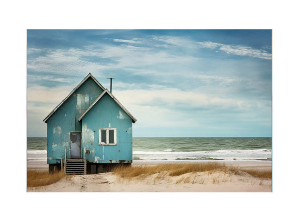 Bluehouse At The Beach Painting