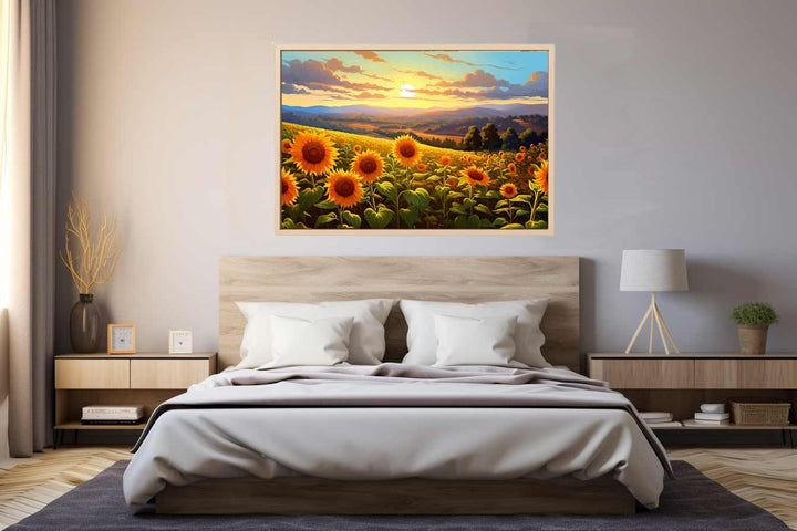 Sunflower At Sunset Art  Print