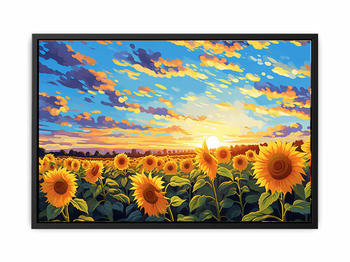 Sunflower At Sunset Painting  canvas Print