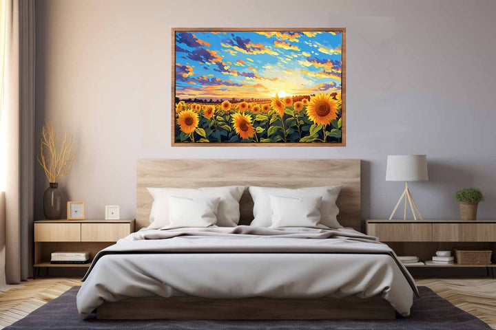 Sunflower At Sunset Painting Print