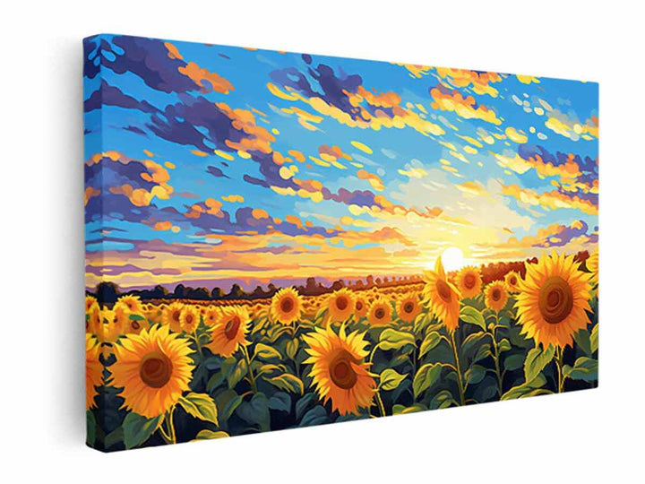 Sunflower At Sunset Painting  canvas Print