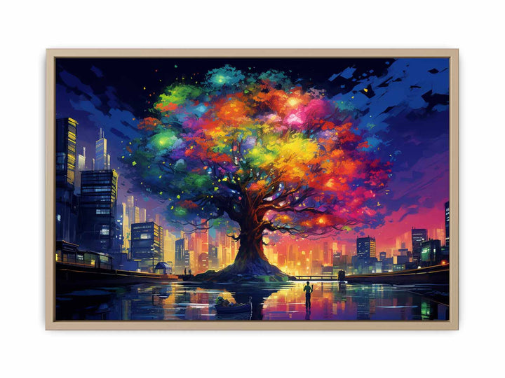 Rainbow Tree In New York Painting framed Print