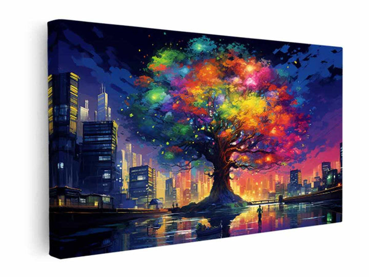 Rainbow Tree In New York Painting  canvas Print