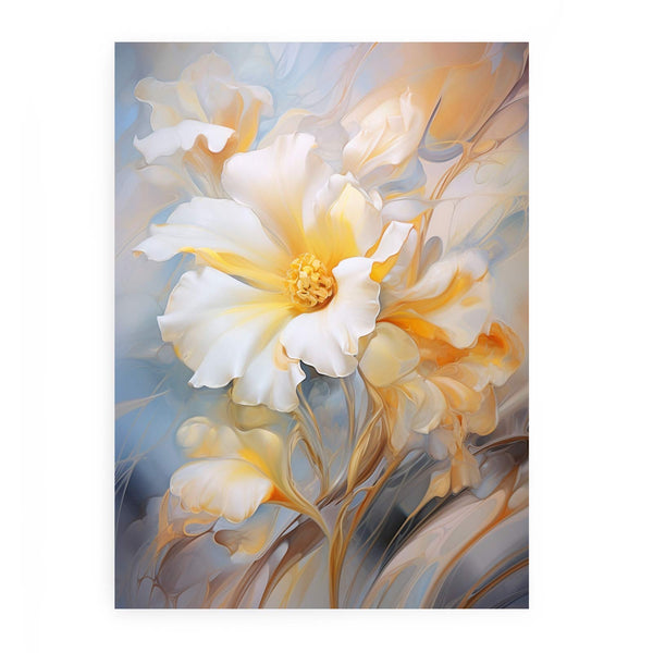 White Yellow Floral Art