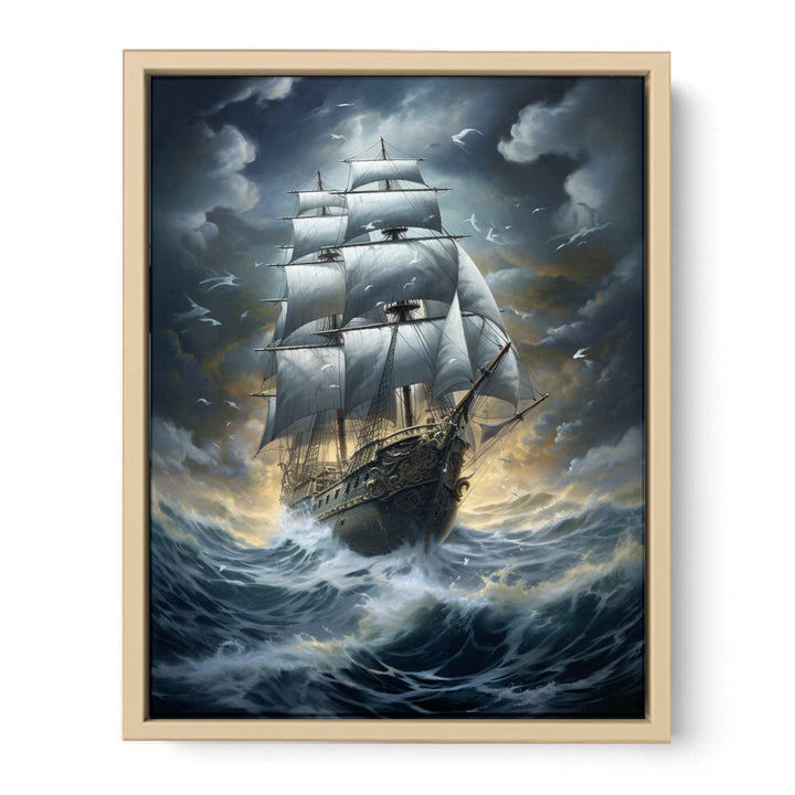 Sailing Ship In Storm framed Print