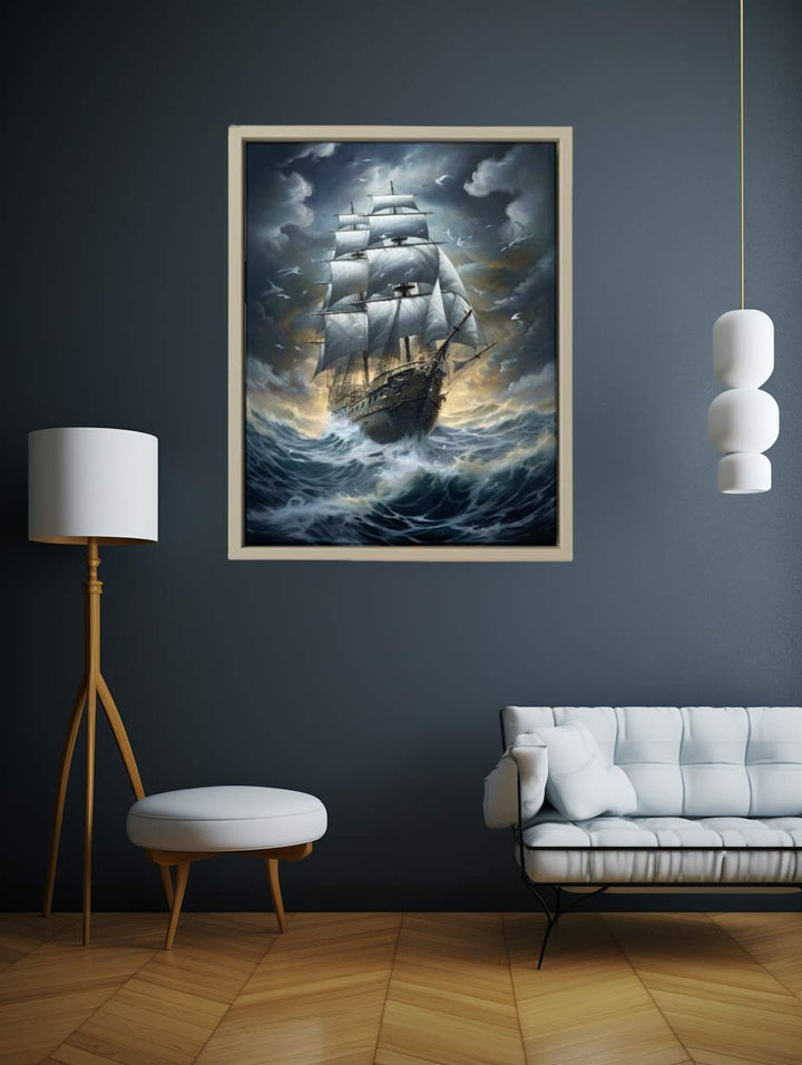 Sailing Ship In Storm Art Print