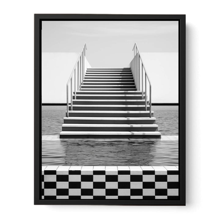 Steps To Sea Black And White Art  canvas Print