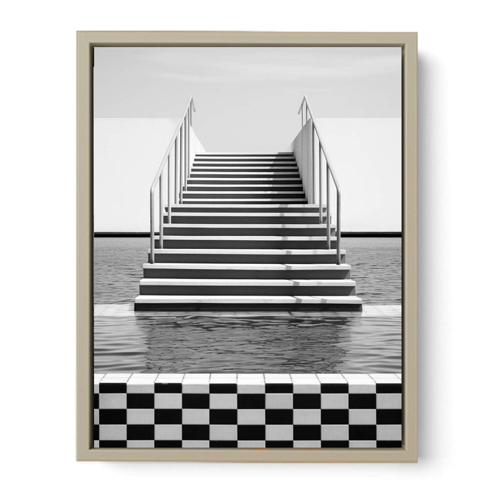 Steps To Sea Black And White Art framed Print