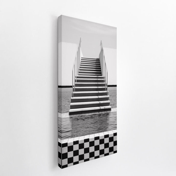 Steps To Sea Black And White Art  canvas Print