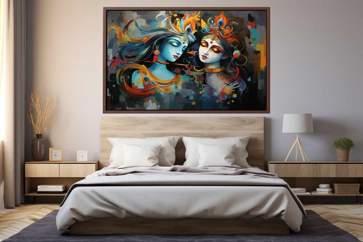 Raha Krishna Love Painting Art Print