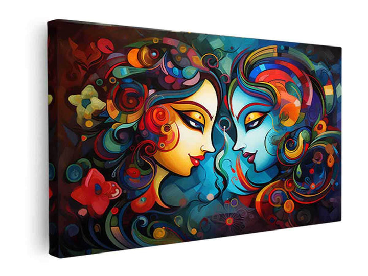 Raha Krishna Love Painting  canvas Print