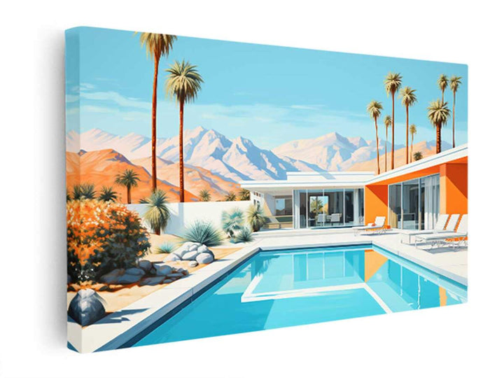 Poolside Villa Art  canvas Print