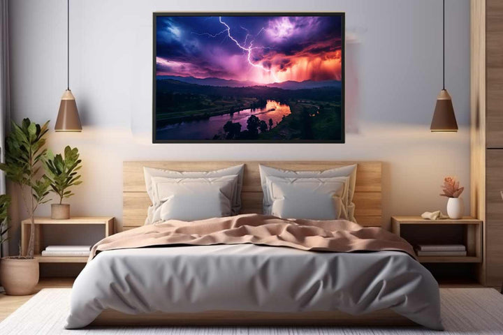 Lightning Over Mountains Art Print