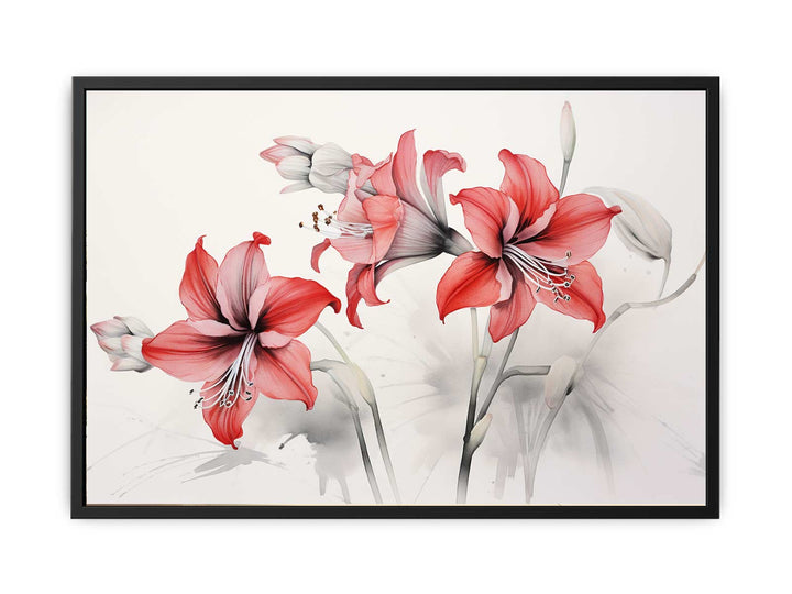 Amaryllis Flowers Painting  canvas Print