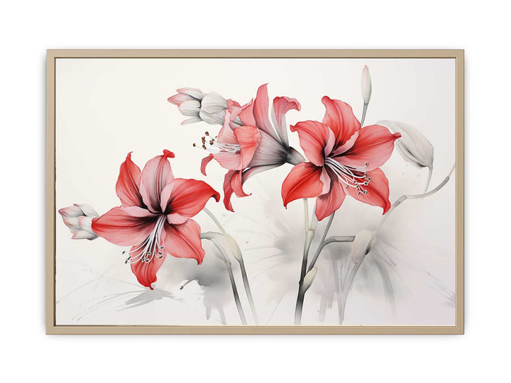 Amaryllis Flowers Painting framed Print