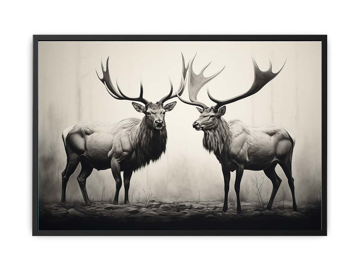 Vitage Stags Art  canvas Print