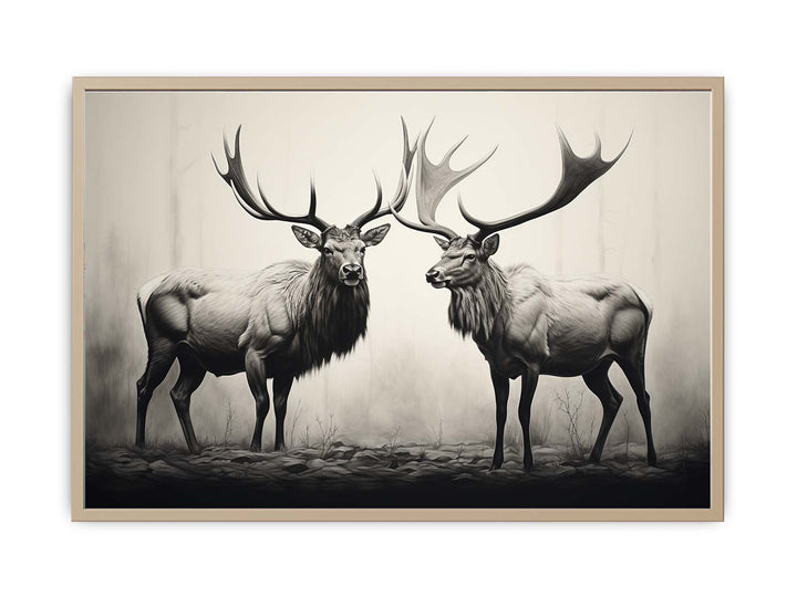 Vitage Stags Art framed Print