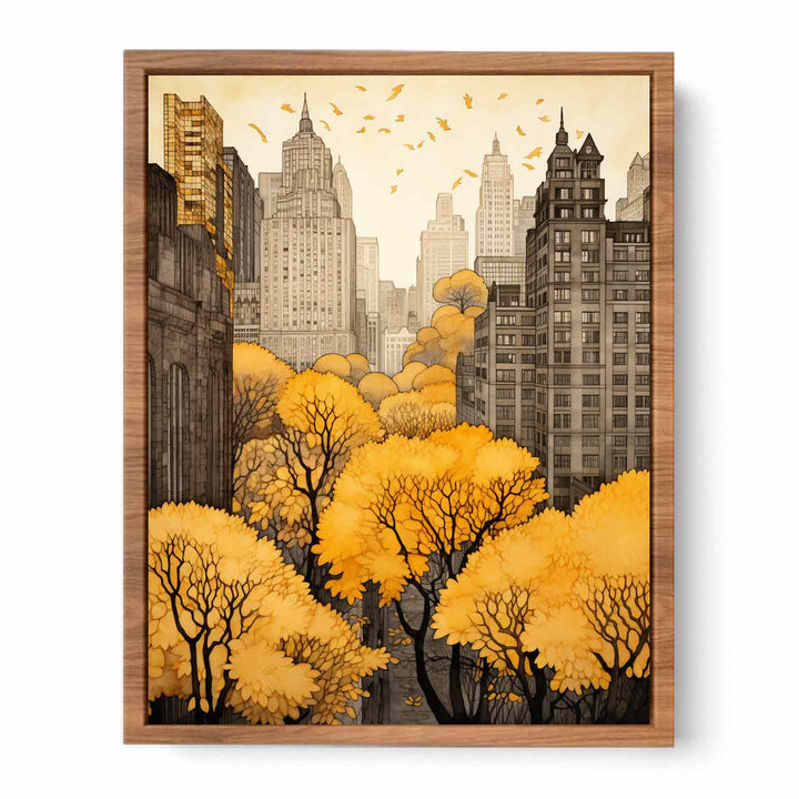 New York In Autumn   Painting