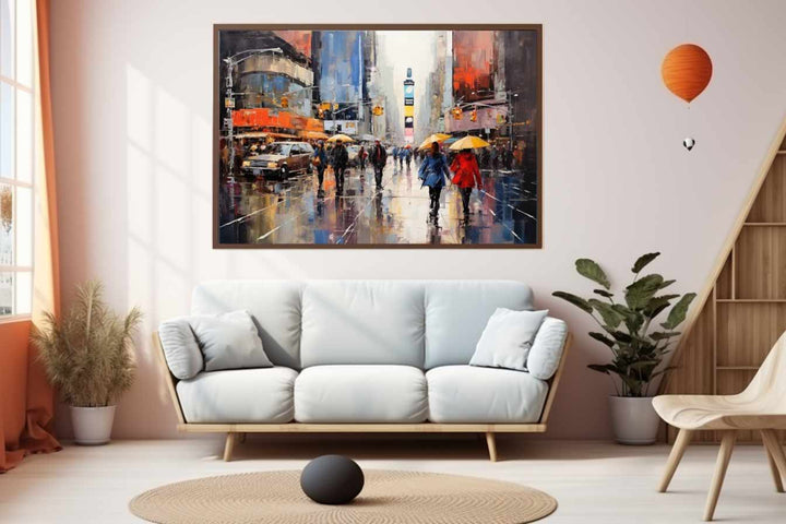 Umbrellas In New York street Painting Art Print