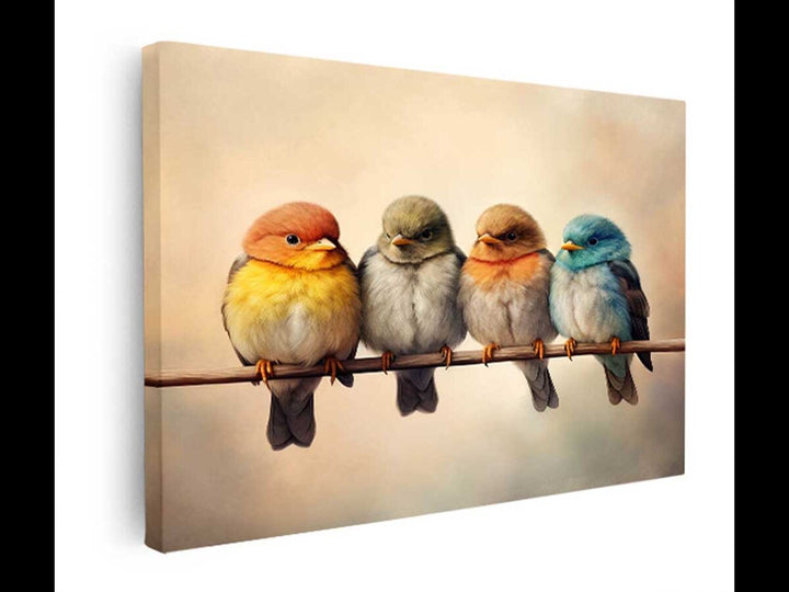 Baby Birds On Wire   canvas Print