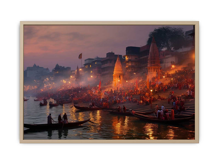 Varanasi Ganga Painting framed Print