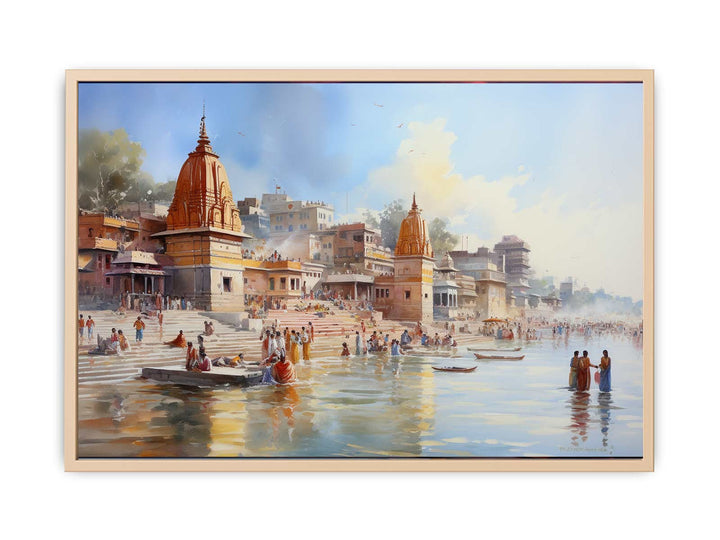 Haridwar Ganga Ghat Painting framed Print