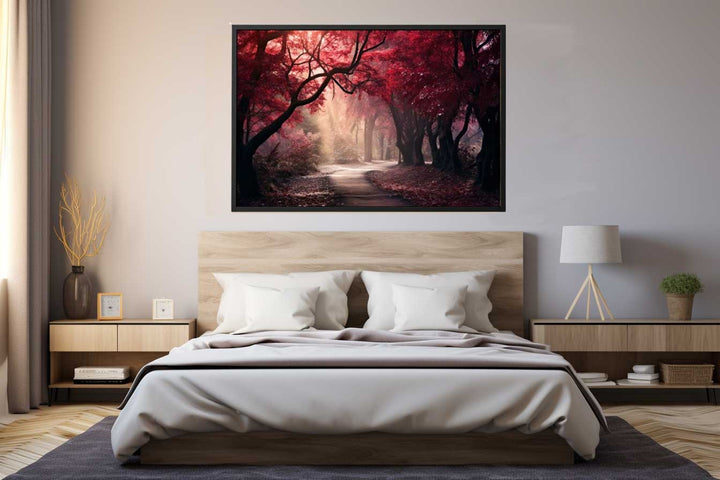 Red Forest Painting Art Print