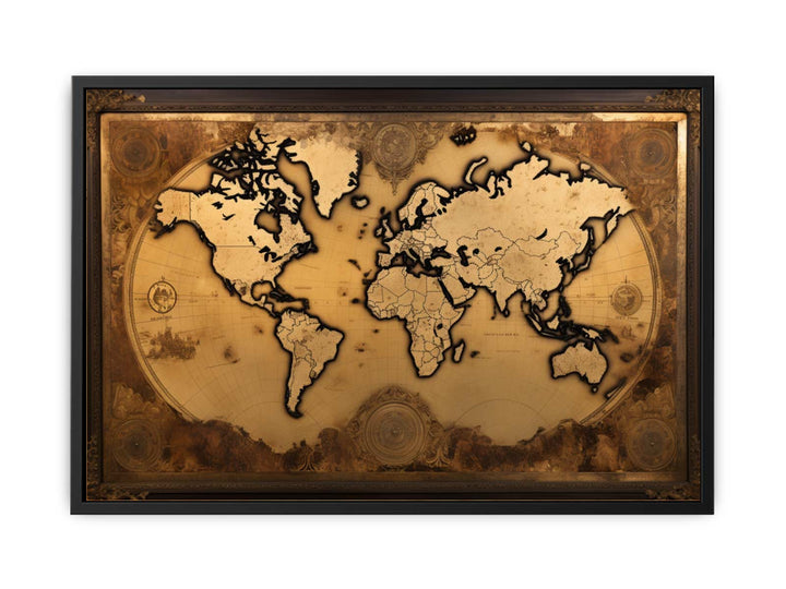 Antique Style World Map   canvas Print