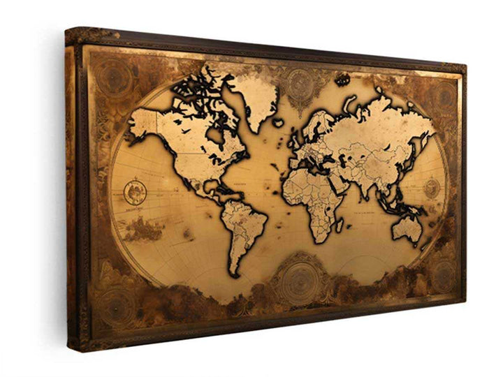 Antique Style World Map   canvas Print