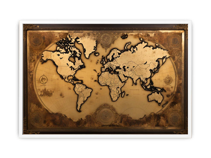 Antique Style World Map   Painting