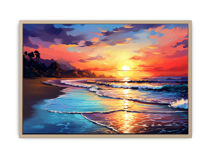 Beach Sunset Art  framed Print