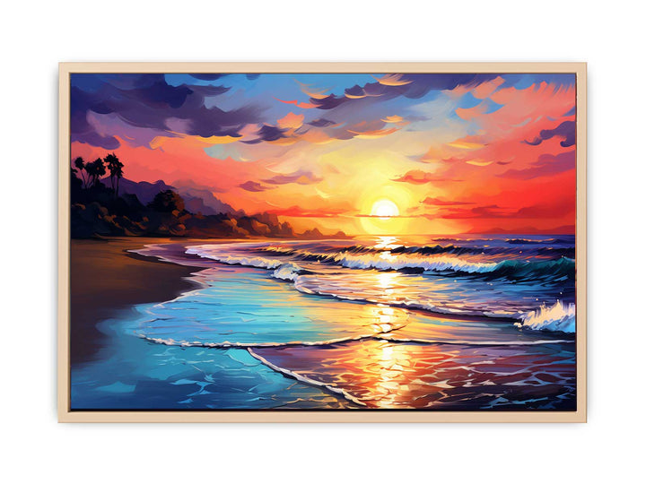 Beach Sunset Art  framed Print