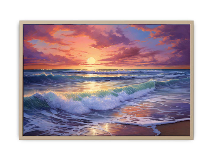 Beach Sunset  Painting framed Print