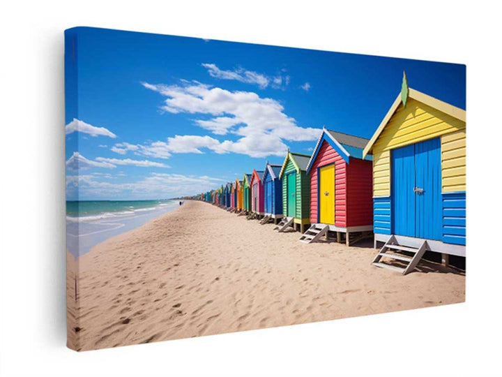 Row Of Beach Boxes   canvas Print