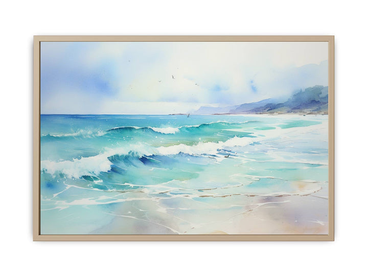 Watercolor Beach Painting framed Print