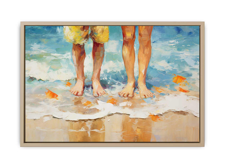 Couple Step In Beach Art  framed Print