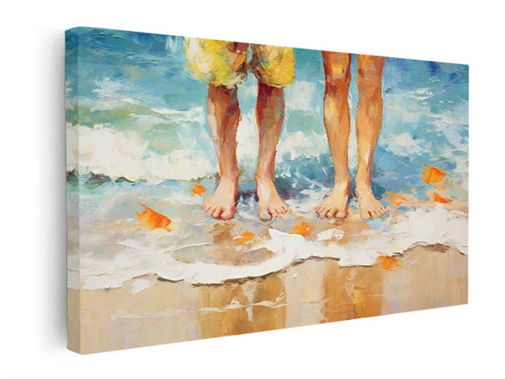 Couple Step In Beach Art   canvas Print